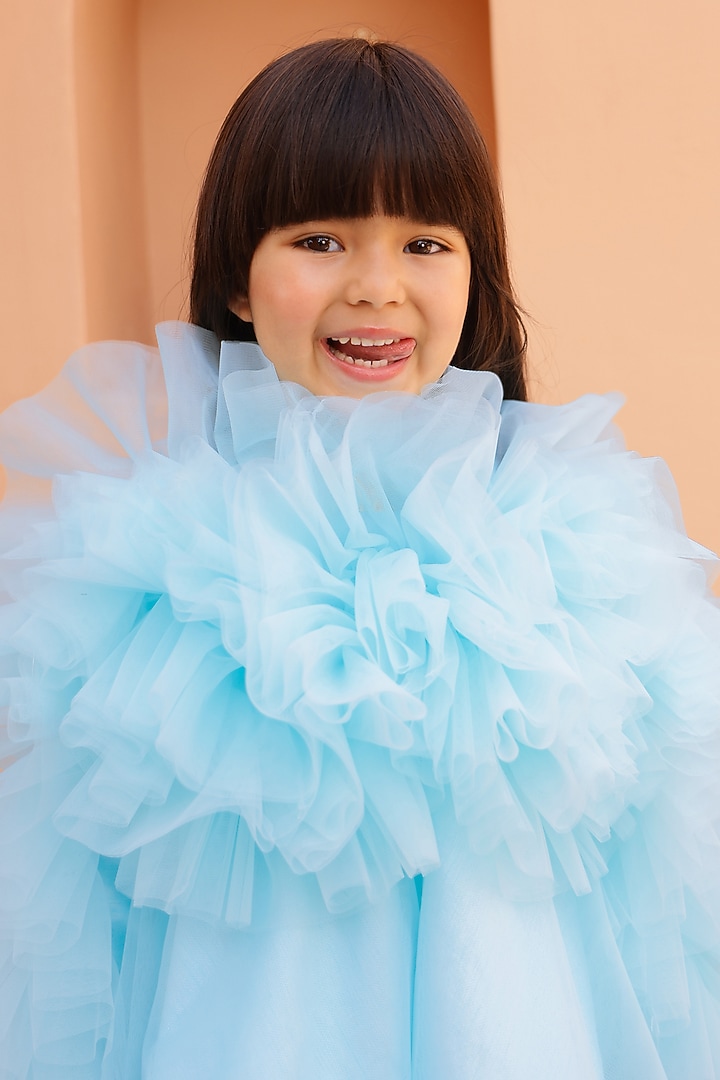 Light Blue Organza Silk Dress For Girls by Janyas Closet at Pernia's Pop Up Shop