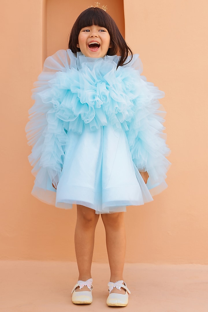 Light Blue Organza Silk Dress For Girls by Janyas Closet at Pernia's Pop Up Shop