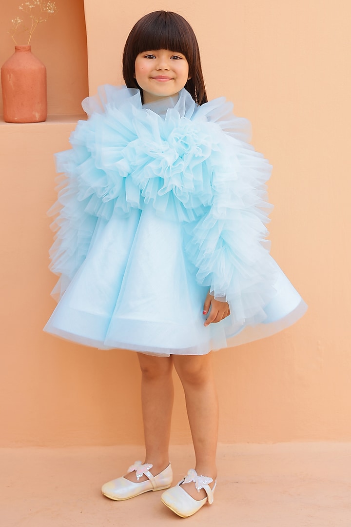 Light Blue Organza Silk Dress For Girls by Janyas Closet at Pernia's Pop Up Shop