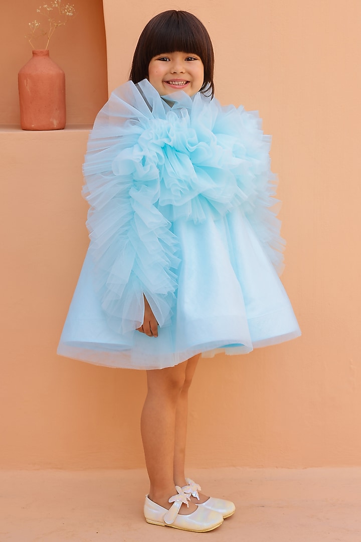 Light Blue Organza Silk Dress For Girls by Janyas Closet at Pernia's Pop Up Shop