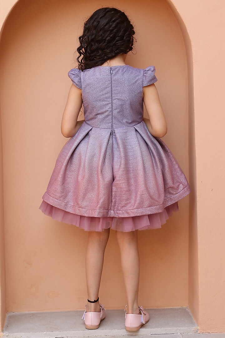 Greyish Pink Sequins & Net Dress For Girls by Janyas Closet at Pernia's Pop Up Shop