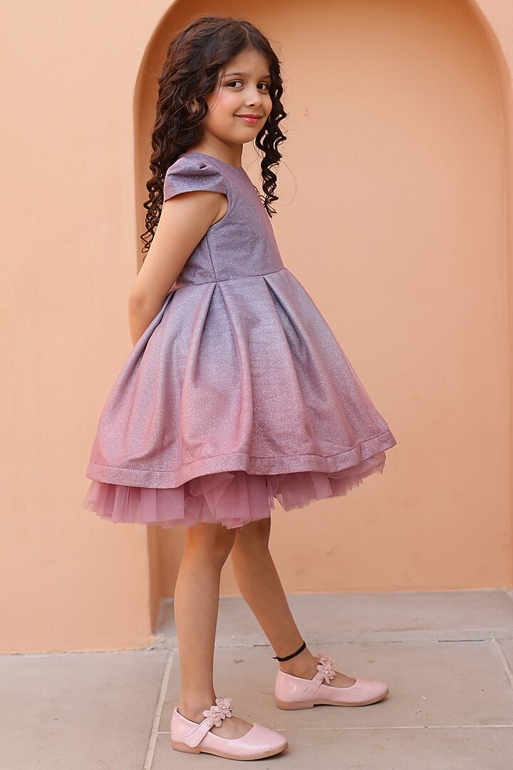 Greyish Pink Sequins & Net Dress For Girls by Janyas Closet at Pernia's Pop Up Shop