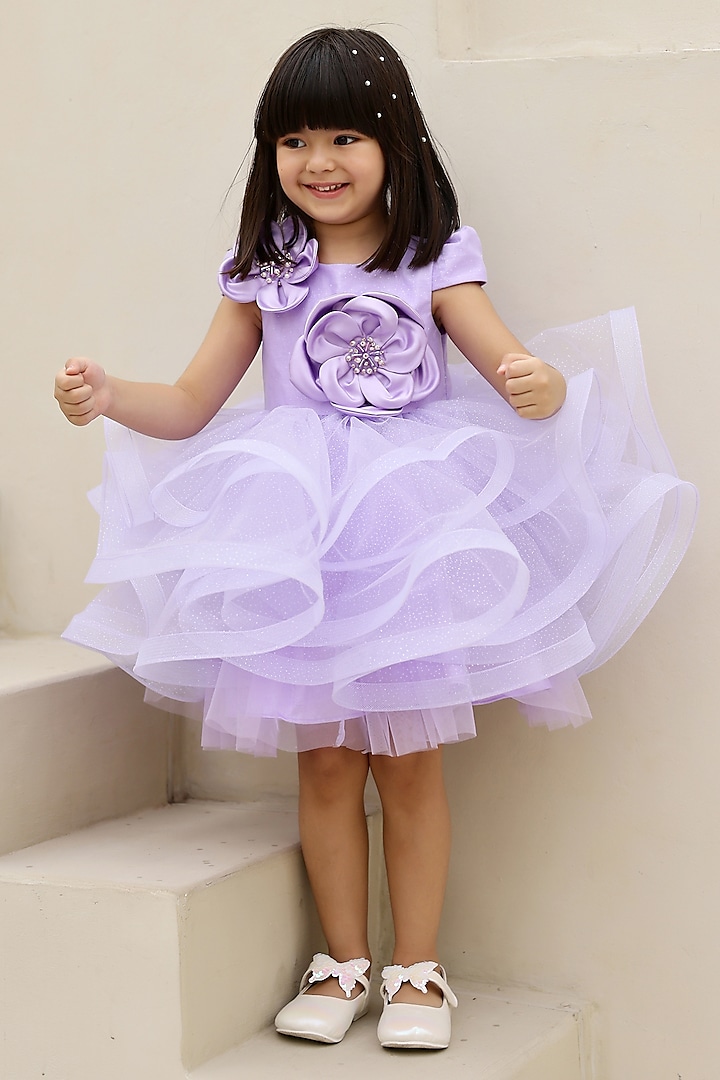 Lilac Soft Net Dress For Girls by Janyas Closet at Pernia's Pop Up Shop