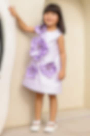 Lilac Satin Silk Floral Embellished A-Line Dress For Girls by Janyas Closet at Pernia's Pop Up Shop