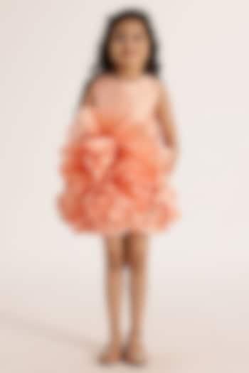 Peach Taffeta Silk Ruffled Dress For Girls by Janyas Closet at Pernia's Pop Up Shop