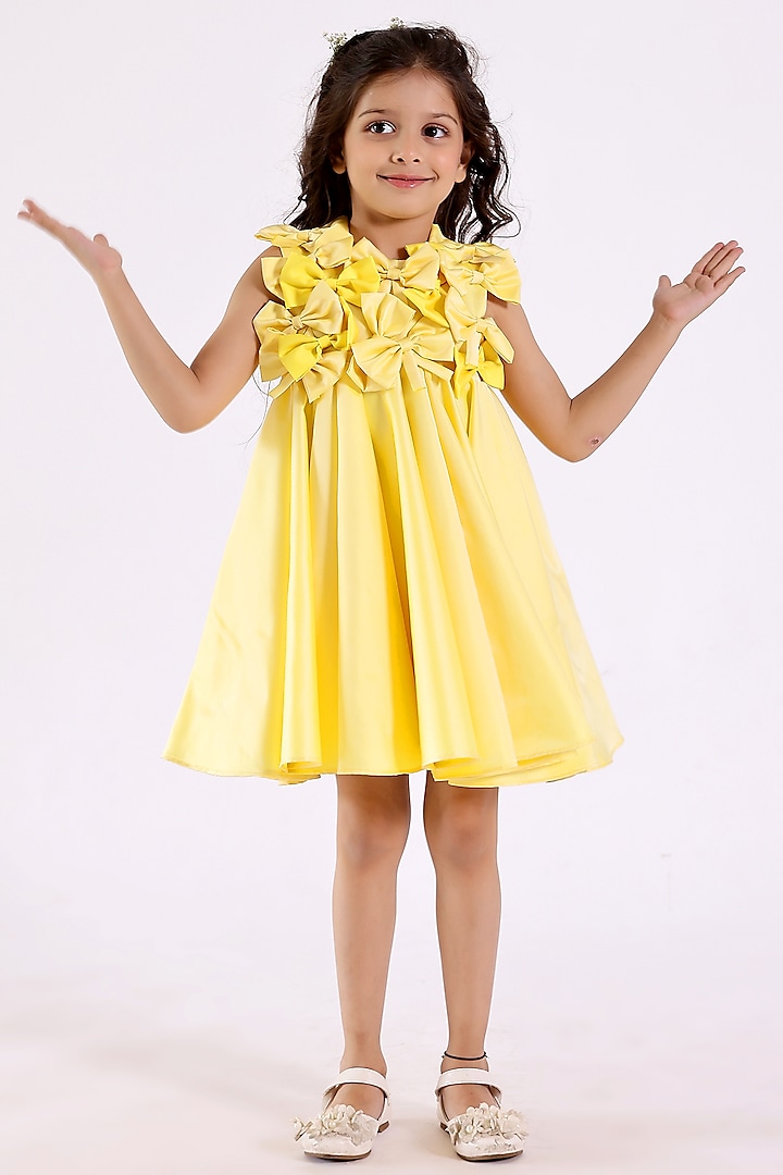 Yellow Satin Silk Dress For Girls by Janyas Closet at Pernia's Pop Up Shop