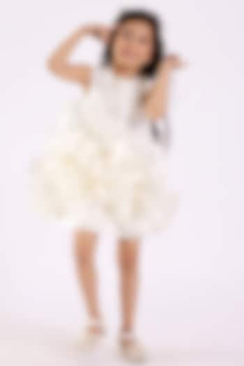 White Taffeta Silk Ruffled Dress For Girls by Janyas Closet at Pernia's Pop Up Shop