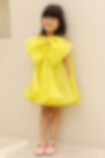 Lime Green Organza & Silk Dress For Girls by Janyas Closet at Pernia's Pop Up Shop