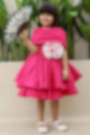 Hot Pink Taffeta Silk Dress For Girls by Janyas Closet at Pernia's Pop Up Shop