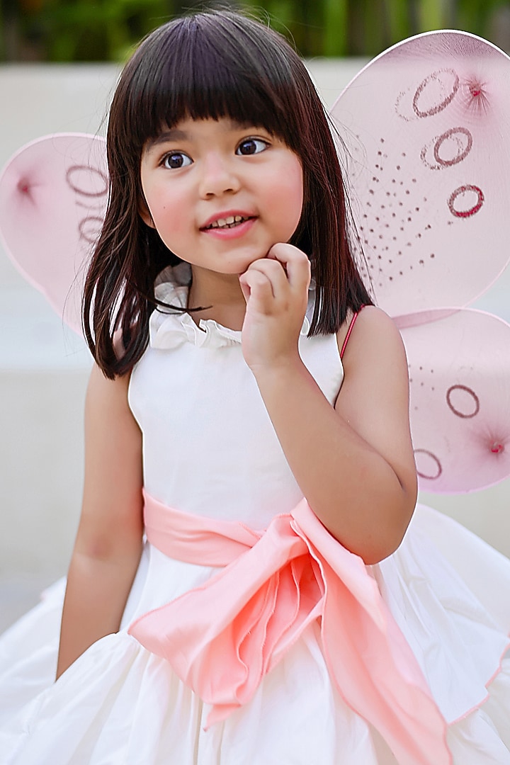White Taffeta Silk Tiered Ruffled Dress For Girls by Janyas Closet at Pernia's Pop Up Shop