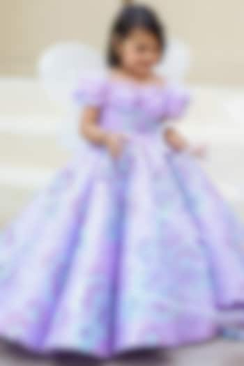 Lavender Net & Sequins Off-Shoulder Gown For Girls by Janyas Closet at Pernia's Pop Up Shop