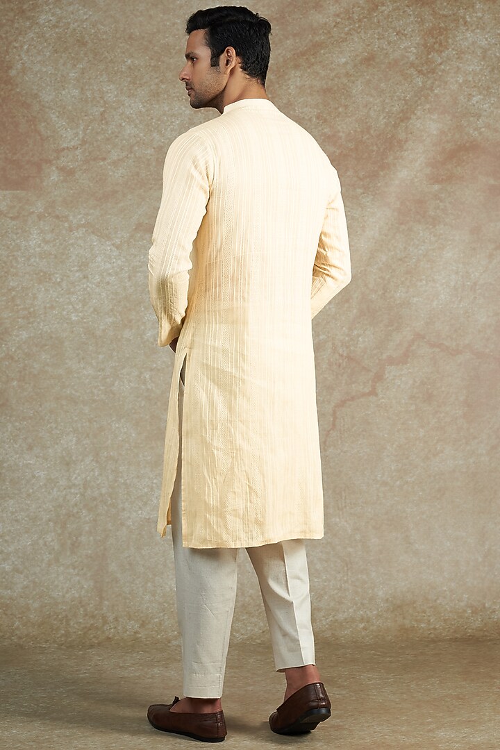 Ivory Cotton Hand Painted & Embroidered Kurta Set by JAMA ART OF DRESSING at Pernia's Pop Up Shop