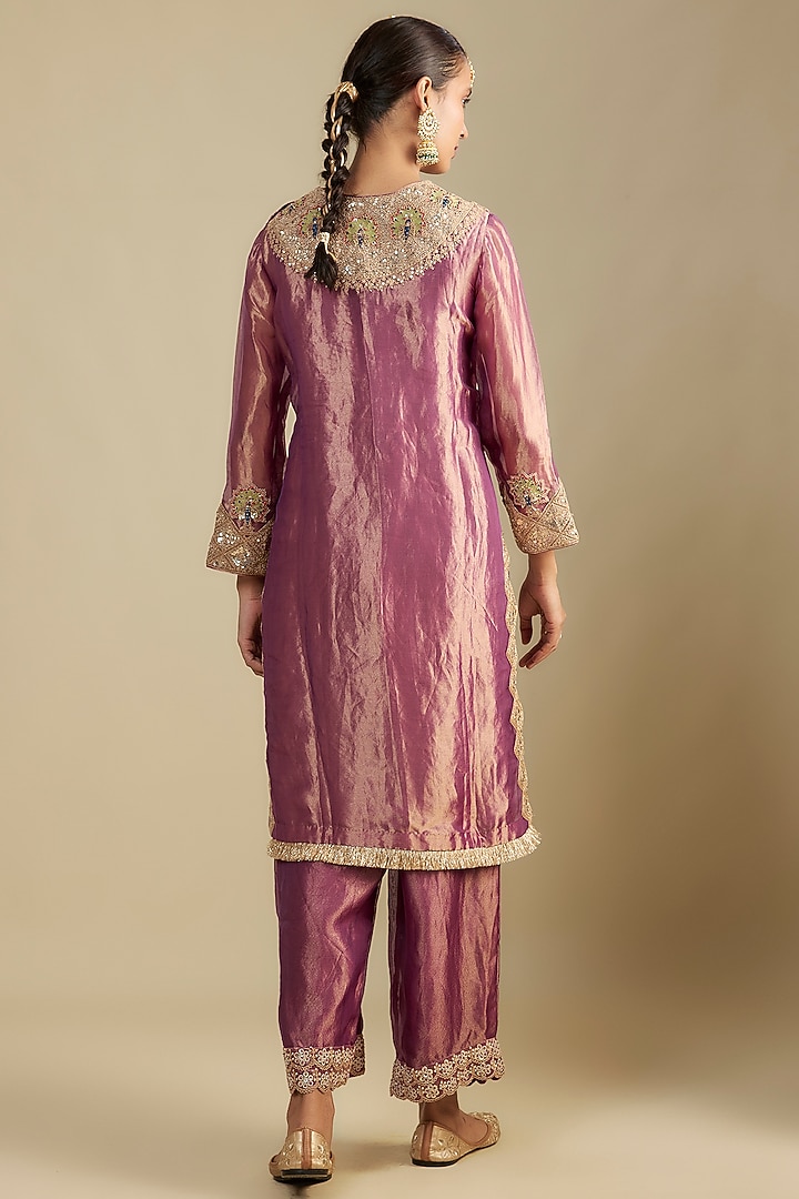 Purple Tissue Embroidered Tunic Set by Jaya Rathore at Pernia's Pop Up Shop