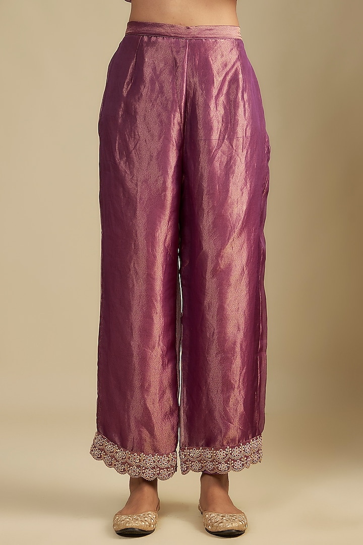 Purple Tissue Embroidered Tunic Set by Jaya Rathore at Pernia's Pop Up Shop