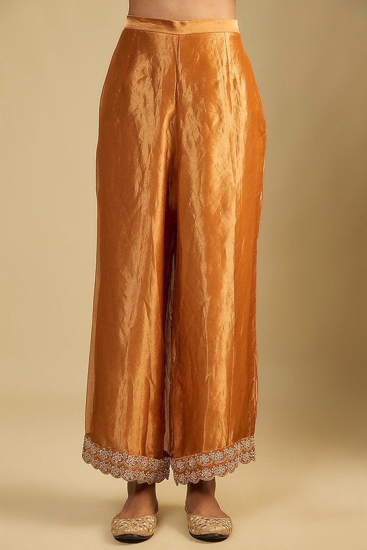 Mustard Tissue Embroidered Tunic Set by Jaya Rathore at Pernia's Pop Up Shop