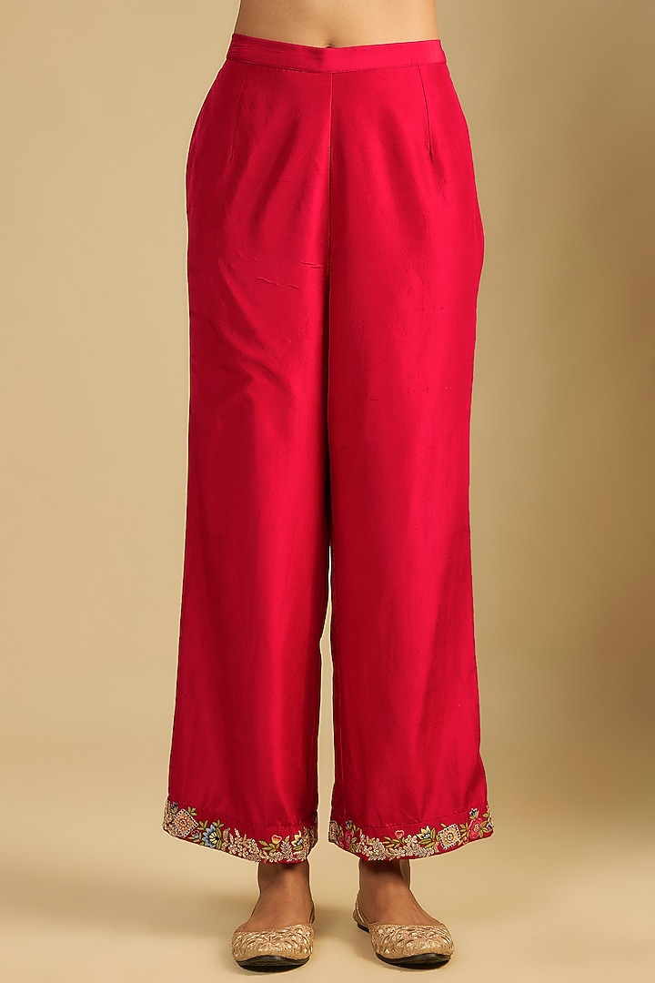 Red Silk Thread Embroidered Tunic Set by Jaya Rathore at Pernia's Pop Up Shop