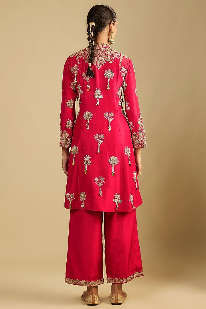 Red Silk Dori Work Tunic Set by Jaya Rathore at Pernia's Pop Up Shop