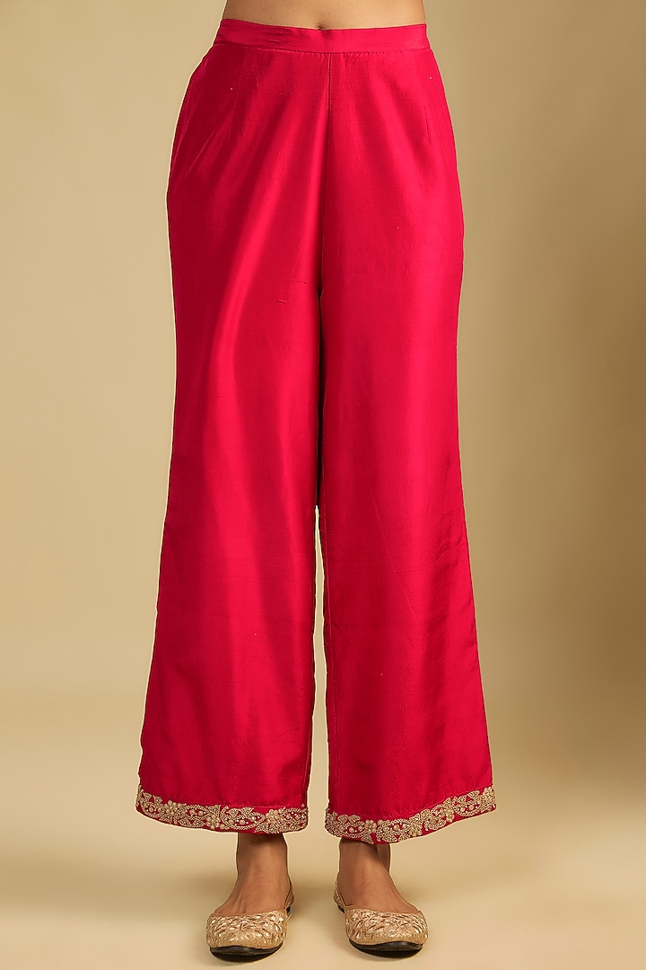 Red Silk Dori Work Tunic Set by Jaya Rathore at Pernia's Pop Up Shop