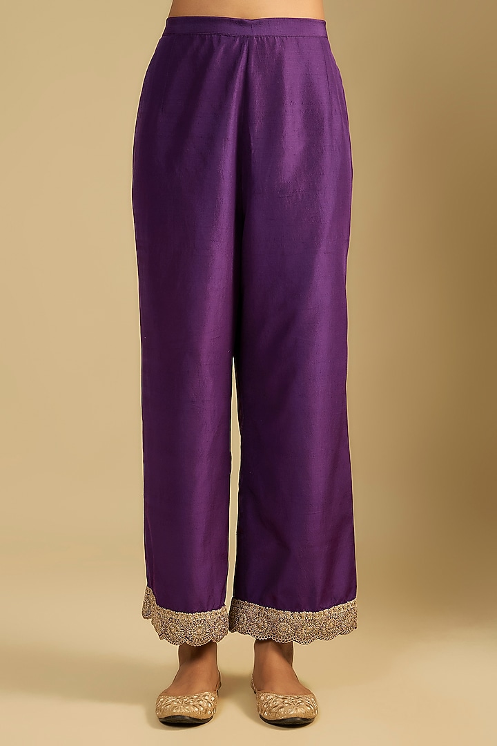 Purple Silk Gota Embroidered Tunic Set by Jaya Rathore at Pernia's Pop Up Shop