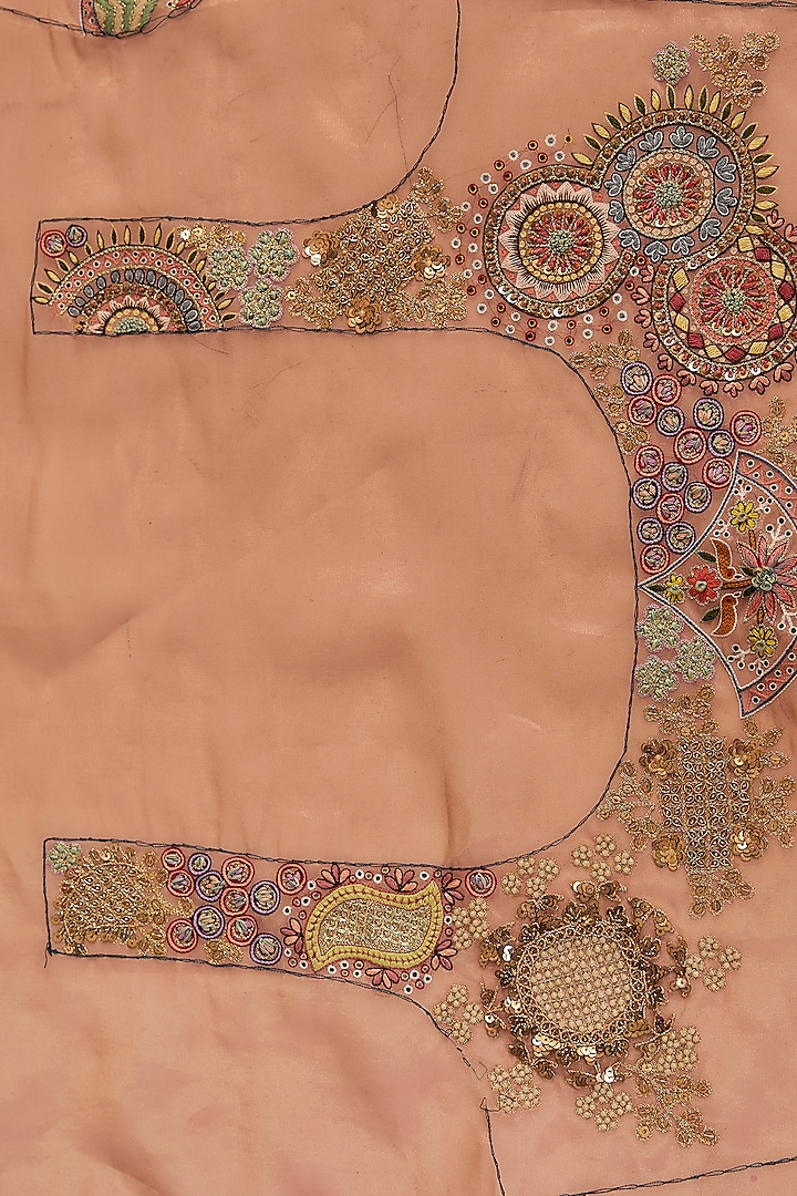 Onion Pink Shimmer Tissue Thread Work Reception Saree Set by Jaya Rathore at Pernia's Pop Up Shop