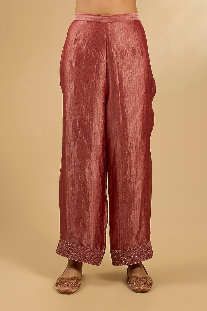 Orange Handloom Silk & Organza Threadwork Tunic Set by Jaya Rathore at Pernia's Pop Up Shop