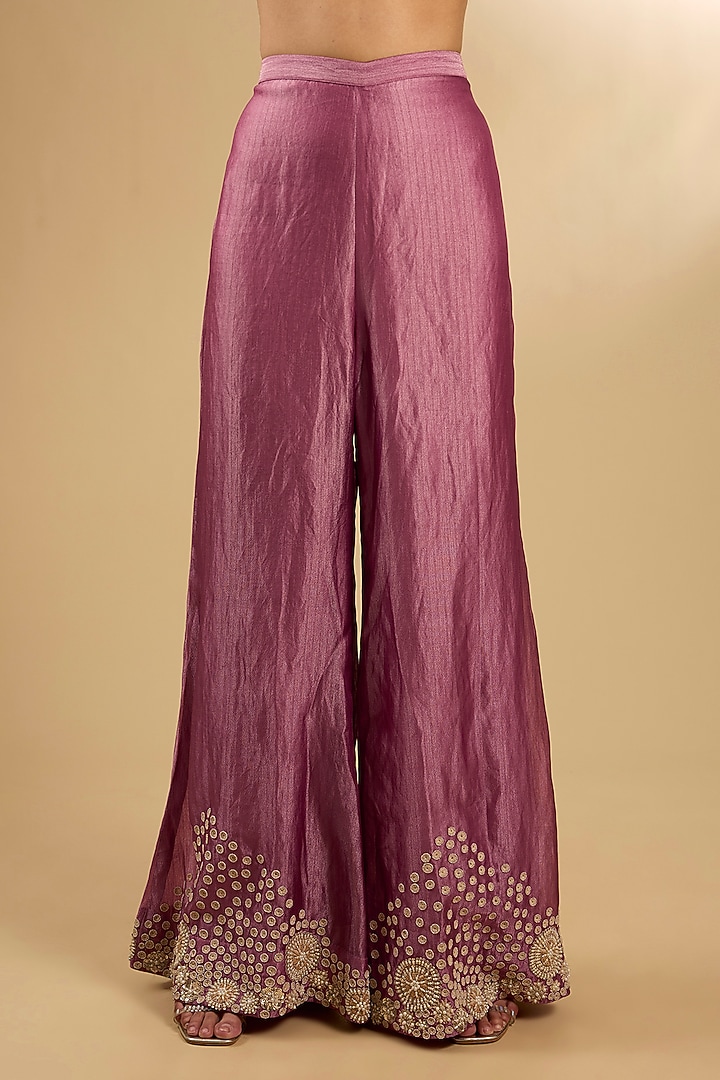 Onion Pink Handloom Silk Threadwork Tunic Set by Jaya Rathore at Pernia's Pop Up Shop