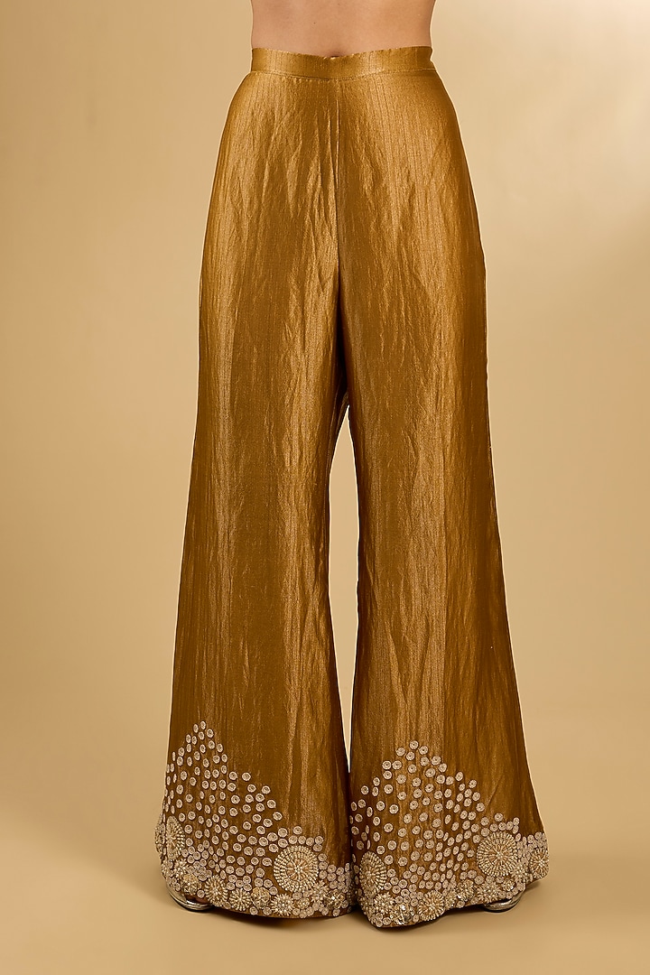 Gold Handloom Silk Threadwork Tunic Set by Jaya Rathore at Pernia's Pop Up Shop