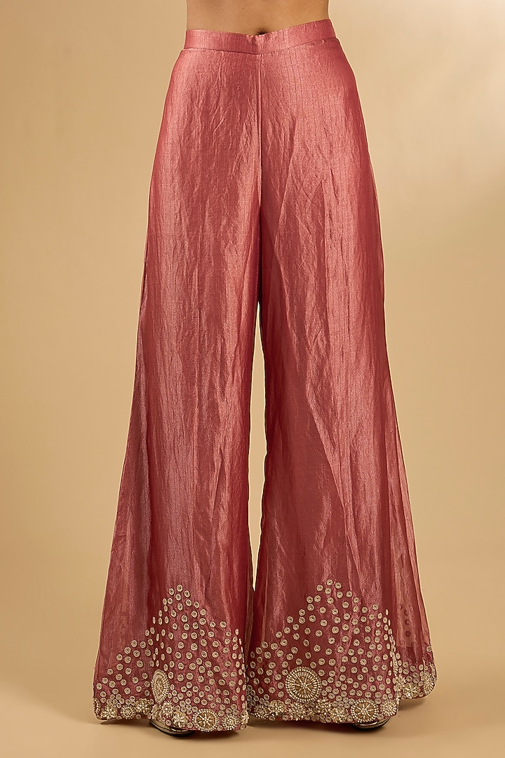 Orange Handloom Silk Threadwork Tunic Set by Jaya Rathore at Pernia's Pop Up Shop