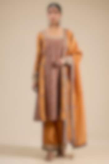 Orange Shimmer Tissue Thread Embroidered Kurta Set by Jaya Rathore at Pernia's Pop Up Shop