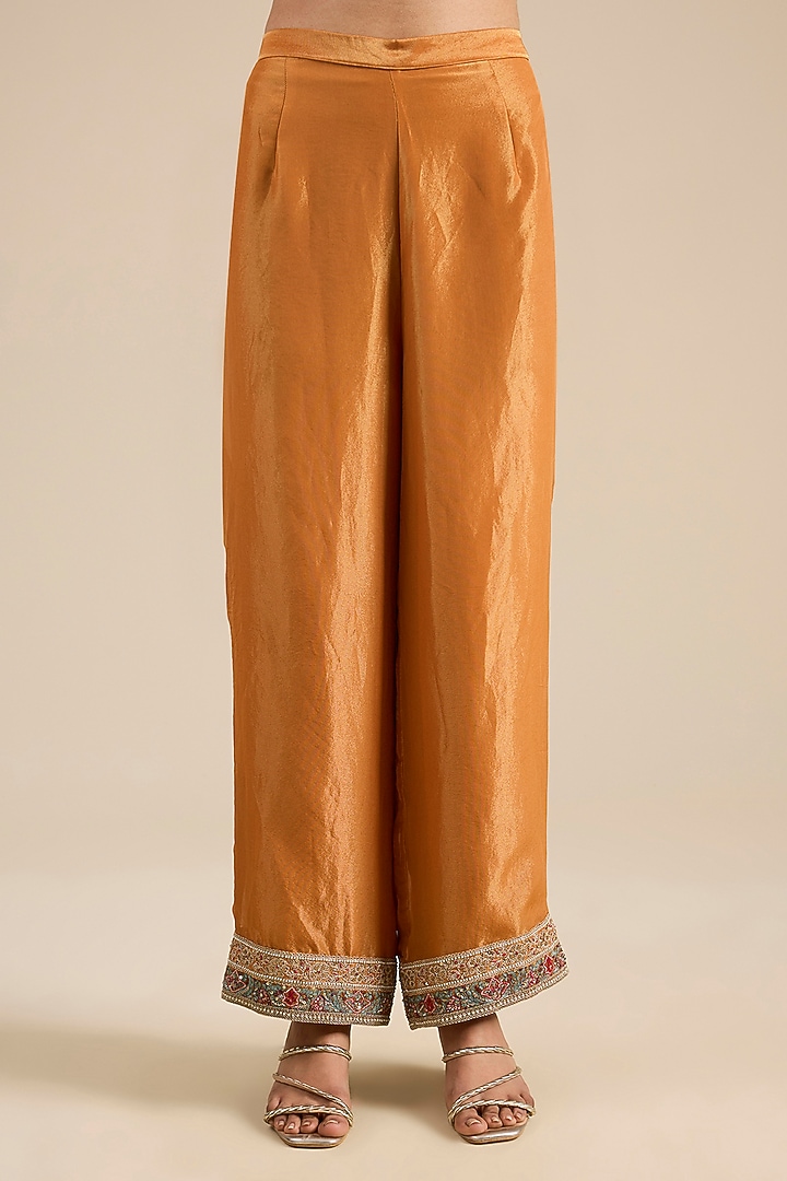 Orange Shimmer Tissue Thread Embroidered Kurta Set by Jaya Rathore at Pernia's Pop Up Shop