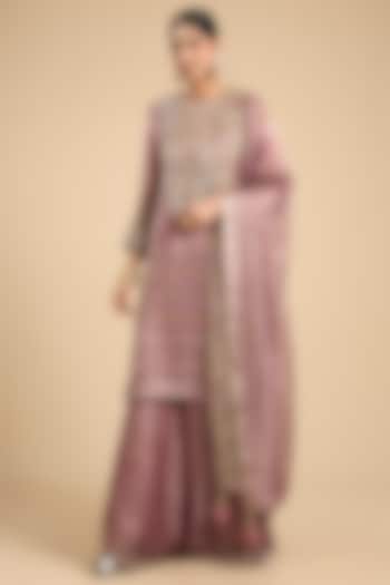 Lavender Tissue Thread Work Bridal Sharara Set by Jaya Rathore at Pernia's Pop Up Shop