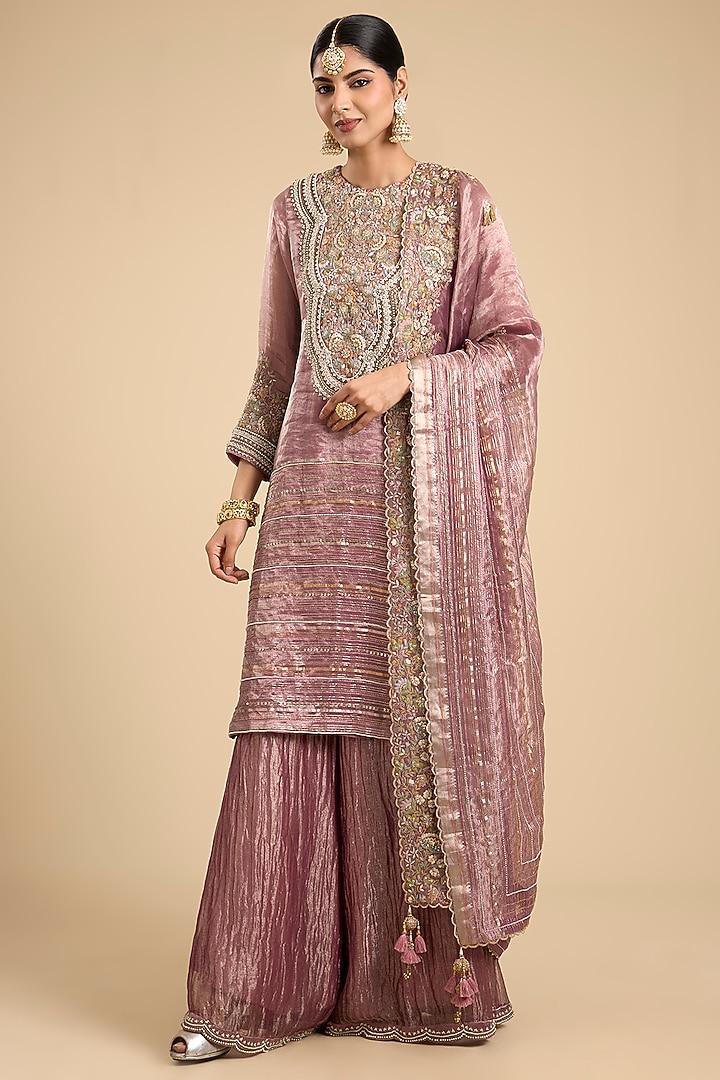 Lavender Tissue Thread Work Bridal Sharara Set by Jaya Rathore at Pernia's Pop Up Shop