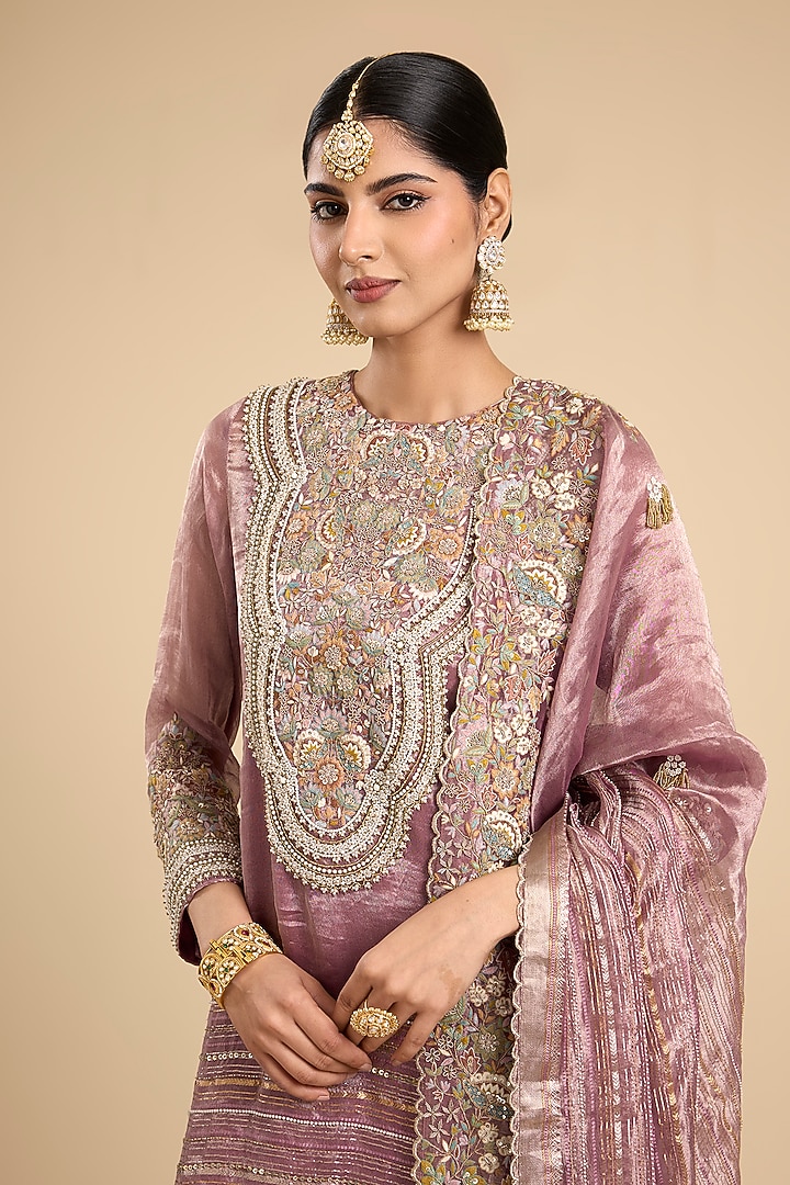 Lavender Tissue Thread Work Bridal Sharara Set by Jaya Rathore at Pernia's Pop Up Shop