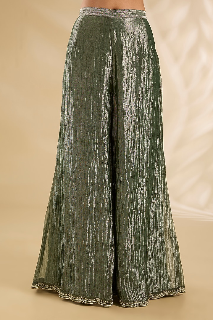 Green Tissue Embroidered Bridal Sharara Set by Jaya Rathore at Pernia's Pop Up Shop
