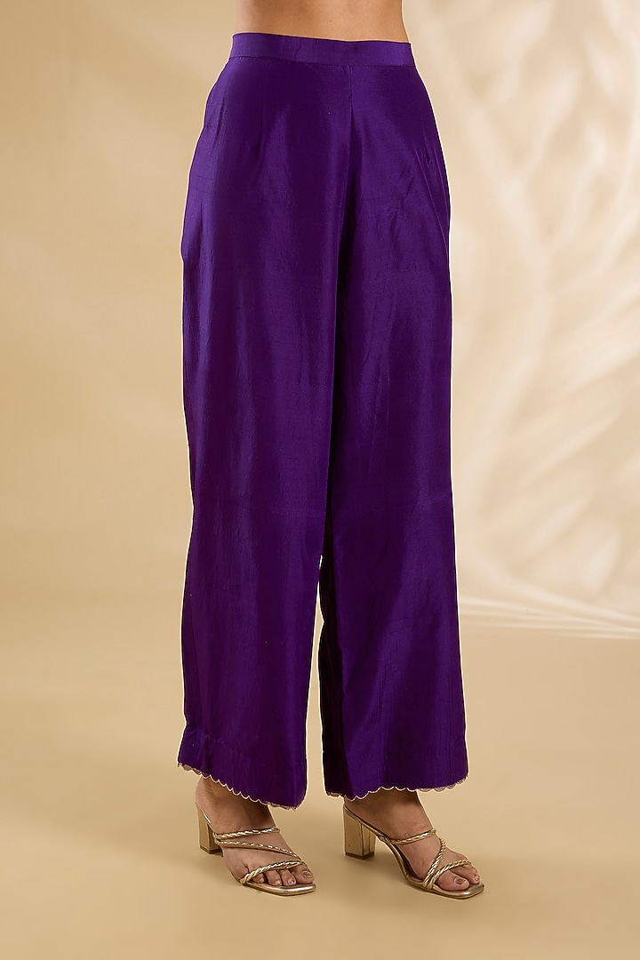 Purple Silk & Organza Dori Work Tunic Set by Jaya Rathore at Pernia's Pop Up Shop