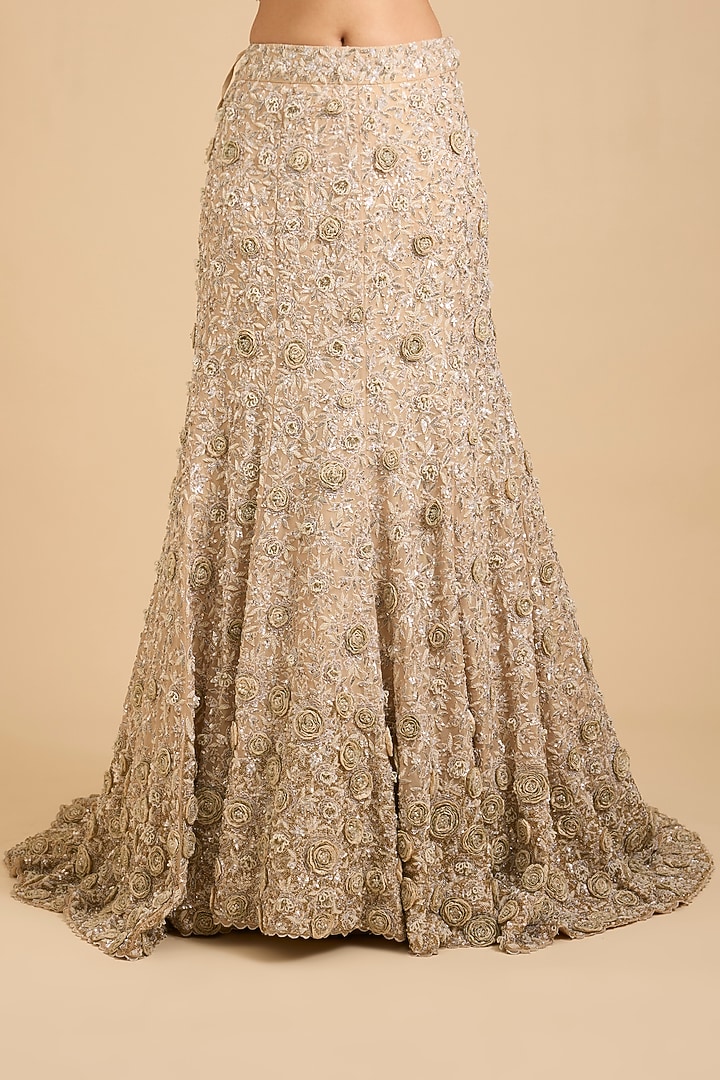 Golden Shimmer Tissue Sequins Embroidered Bridal Lehenga Set by Jaya Rathore at Pernia's Pop Up Shop