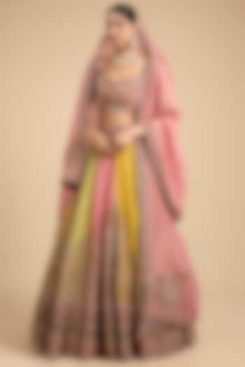 Multi-Colored Shimmer Tissue Thread & Dori Embellished Bridal Lehenga Set by Jaya Rathore at Pernia's Pop Up Shop