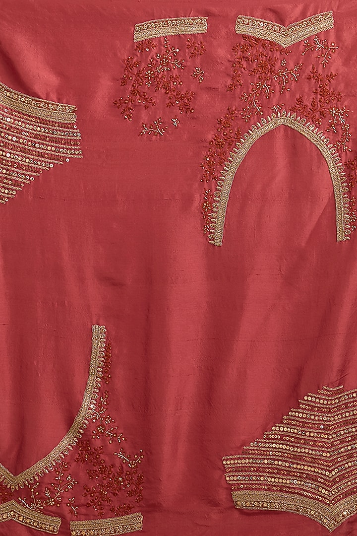 Red Silk Dori & Thread Embroidered Reception Saree Set by Jaya Rathore at Pernia's Pop Up Shop