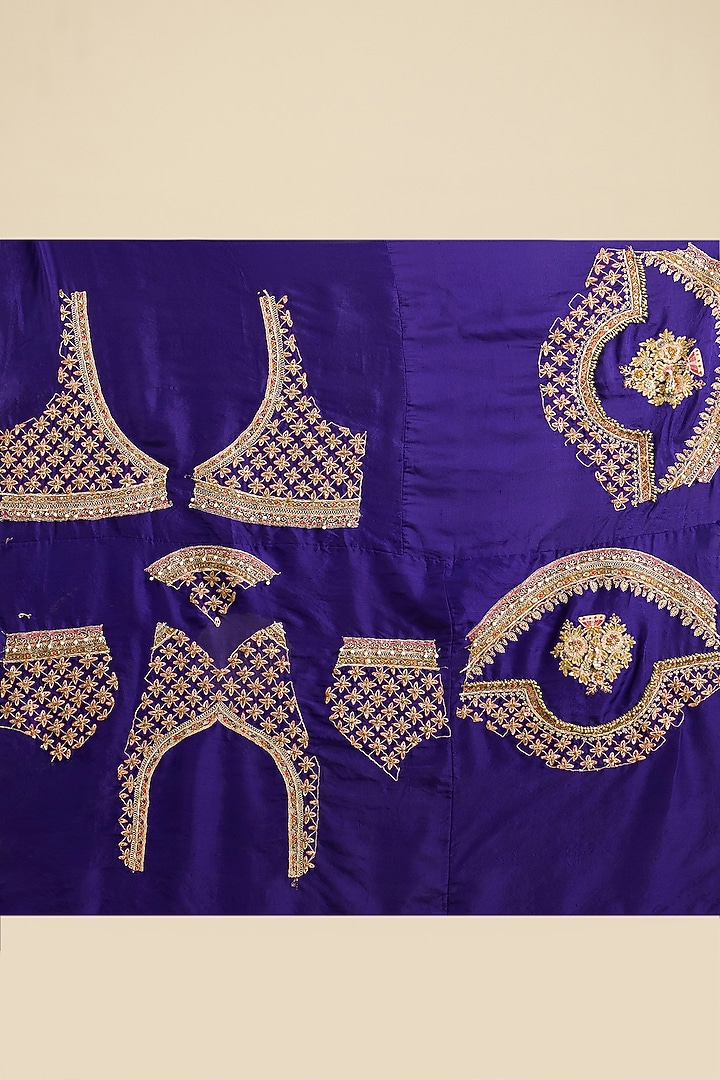 Purple Organza Thread Embellished Reception Saree Set by Jaya Rathore at Pernia's Pop Up Shop