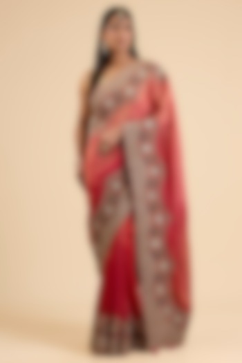 Multi-Colored Shimmer Tissue Embroidered Reception Saree Set by Jaya Rathore at Pernia's Pop Up Shop