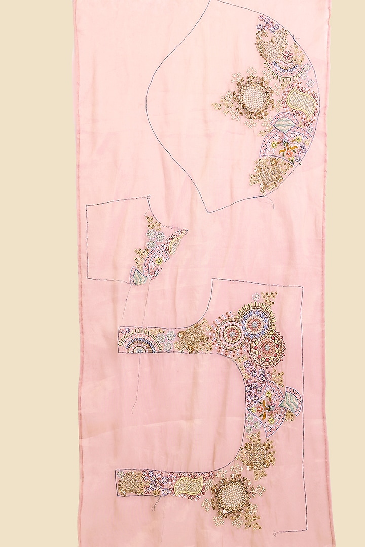 Onion Pink Shimmer Tissue Reception Saree Set by Jaya Rathore at Pernia's Pop Up Shop