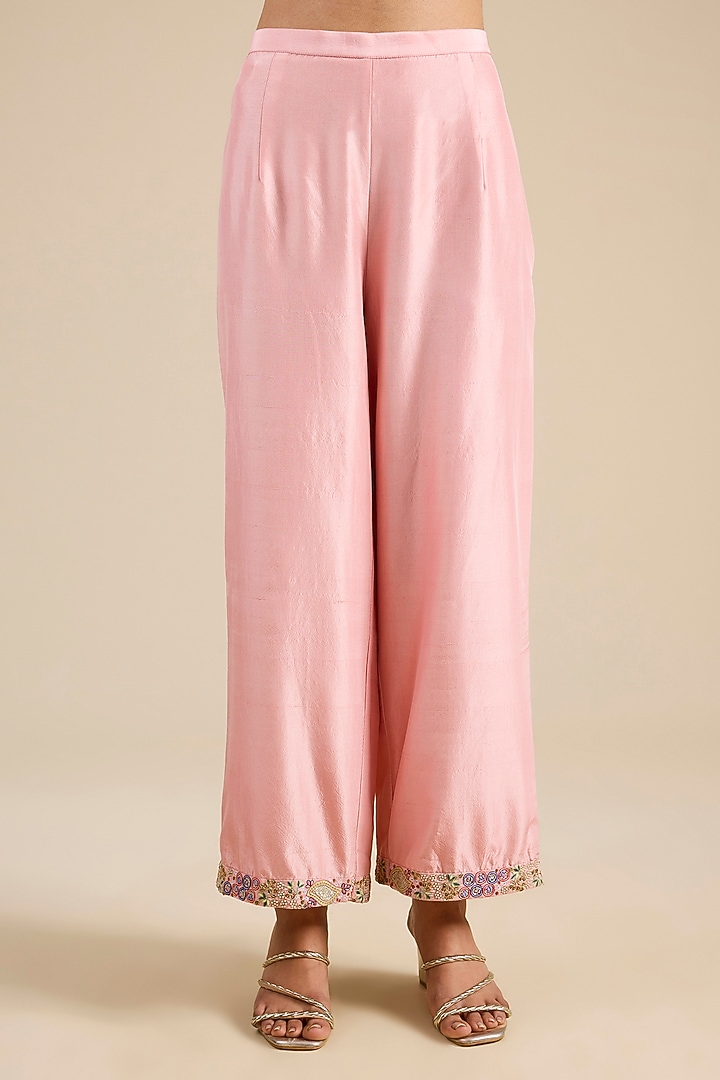 Pink Silk Latkan Embroidered Kurta Set by Jaya Rathore at Pernia's Pop Up Shop