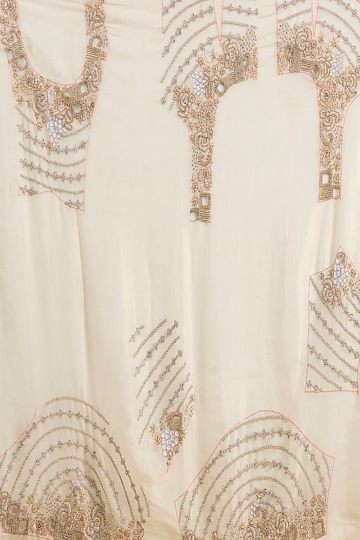 Ivory Shimmer Tissue Cutwork Embroidered Reception Saree Set by Jaya Rathore at Pernia's Pop Up Shop