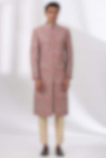 Pink Raw Silk Embroidered Groom Sherwani by JAYANTI REDDY MEN at Pernia's Pop Up Shop