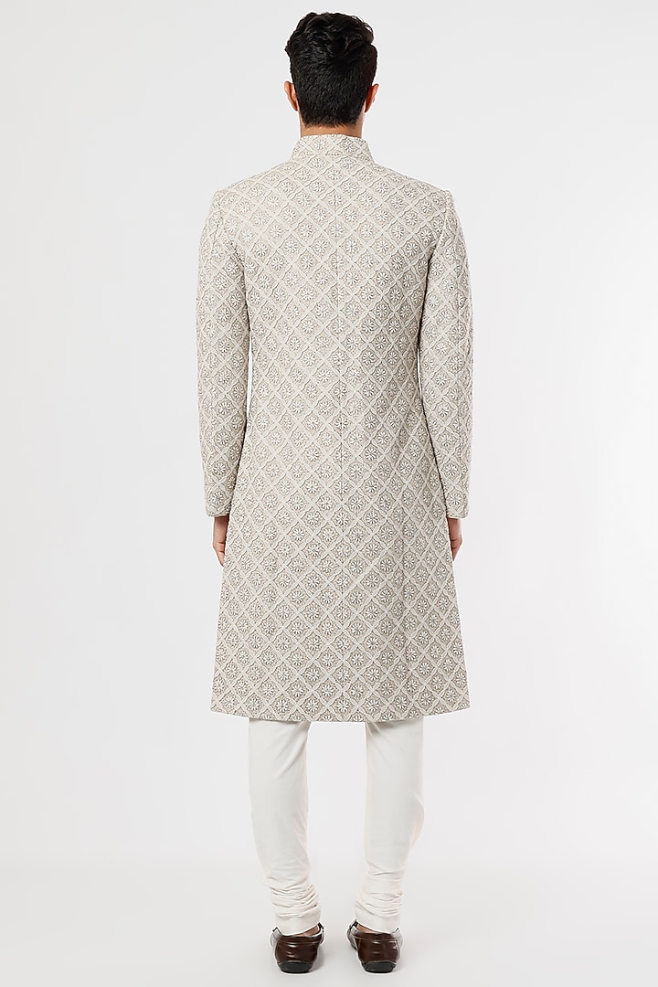 White Embroidered Groom Sherwani Set by JAYANTI REDDY MEN at Pernia's Pop Up Shop