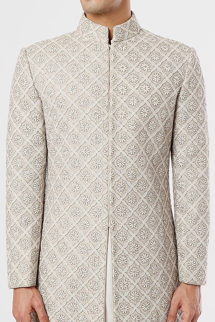 White Embroidered Groom Sherwani Set by JAYANTI REDDY MEN at Pernia's Pop Up Shop