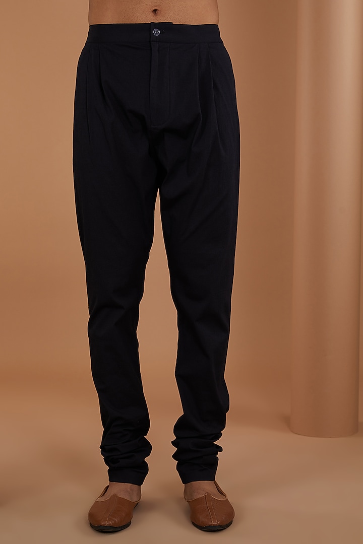 Black Silk Embroidered Kurta Set by JAYANTI REDDY MEN at Pernia's Pop Up Shop