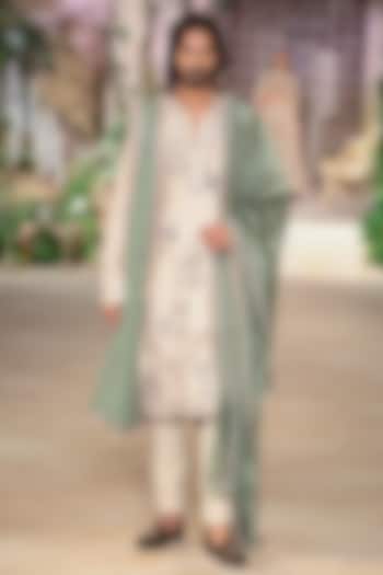 Ivory Raw Silk Zardosi Hand Embroidered Kurta Set by JAYANTI REDDY MEN at Pernia's Pop Up Shop