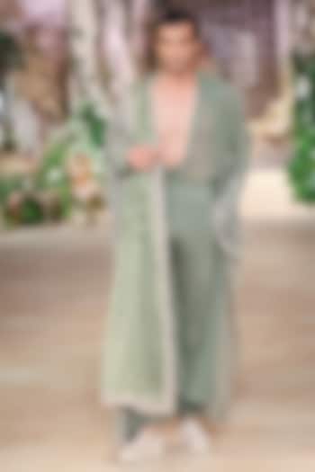 Mint Green Georgette Pant Set by JAYANTI REDDY MEN at Pernia's Pop Up Shop