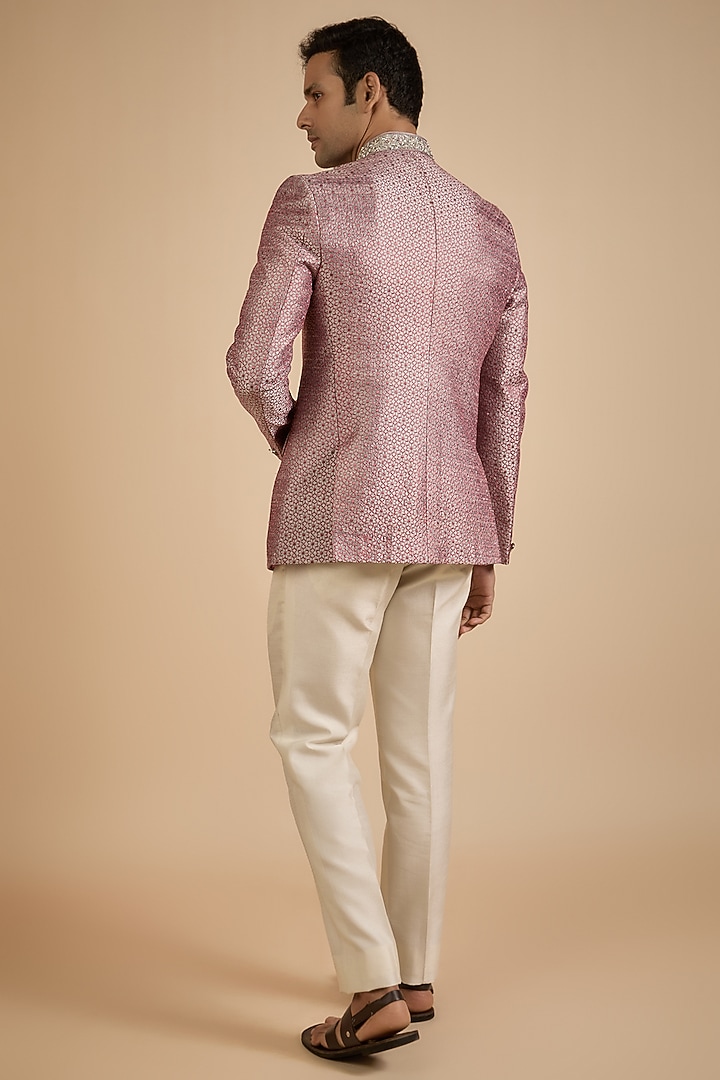Pink Lucknowi Jodhpuri Jacket by Jayesh and Kaajal Shah Men at Pernia's Pop Up Shop